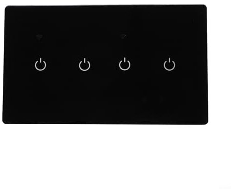 Bordfly Smart WLAN Wall Switch 2-Way with Touch Glass Plate for Tuya App and Voice Control, for Alexa for Lighting (4 Gang 2Way)