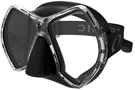 Oceanic Cyanea Tauchmaske - 2Glas Maske mit großem Sichtfeld, Farbe:schwarz/Silber
