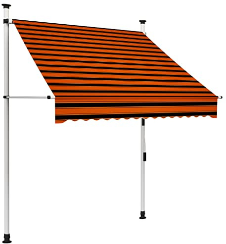 Einziehbare Klemmmarkise Balkonmarkise mit Handkurbel Sonnenschutz ohne Bohren Markise Höhenverstellbar 150 cm Orange und Braun