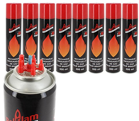 Lot de 8 bouteilles de gaz pour le rechargement des briquets rechargeables