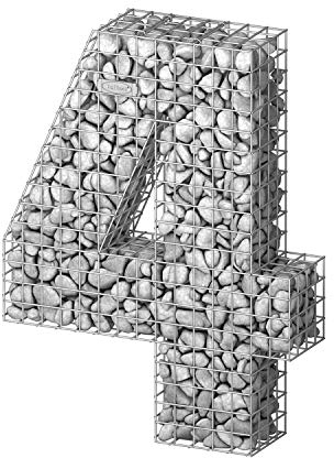 bellissa Gabionen-Ziffer 4-97184 - Steinkorb als 3D Ziffer - dreidimensionale Zahl als Hausnummer oder attraktiver Blickfang im Outdoor-Bereich - 75 x 20 x 100 cm