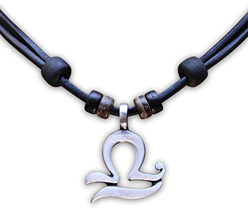 HANA LIMA 1 von 12 Sternzeichen Tierkreiszeichen an verstellbarer Halskette Horoskop Horoscope Lederkette Surferkette