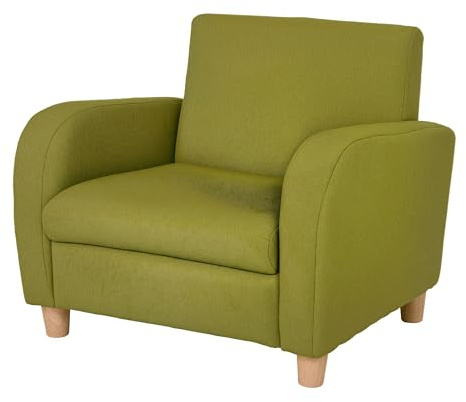 HOMCOM Children's Armchairs Toddler Chair Wood Frame Anti-Slip Legs High Back Bedroom Playroom Furniture Green