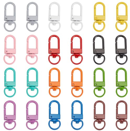 PandaHall 24 Stück 12 Farben Metall Hummer Krallenverschlüsse Drehbare Lanyards Trigger Snap Hooks Gurt Für Schlüsselbund Schlüsselringe DIY Taschen Schmuck Fundings Crafts