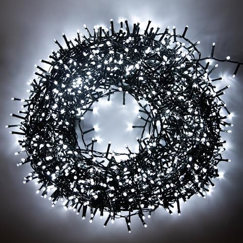 SHATCHI 500LEDs Christmas Tree Compact Cluster Fairy Lights Multifunction 8 Light Modes, Timer Green Cable Indoor/Outdoor Low Voltage Holiday Home Decorations