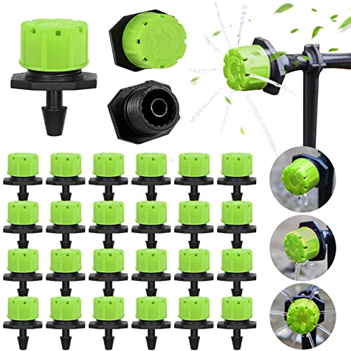 EBANKU 400 Stück Bewässerung Tropfer, 1/4 Inch Bewässerungs Sprinkler Einstellbar, Micro Flow Tropfbewässerung Tropfer Kopf, Garten Bewässerung Micro Drip Bewässerungssystem (Grün)