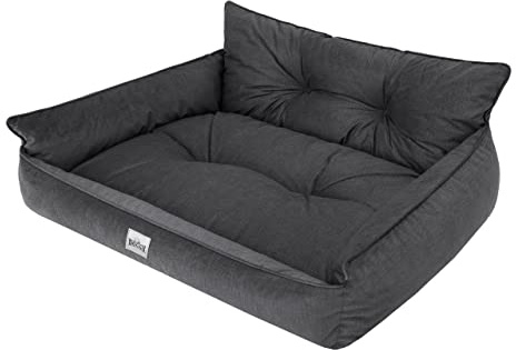 DOGGY Hundebett Haustierbett Hundeliege Gesteppt Hundekissen Bett Sofa Hundematratze Tierbett Hundesofa Matratze, Graphit Fancy, XXL - 106 x 80 cm