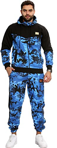 A2Z Mens Tracksuit Camouflage Print Hoodie with Joggers Sweatpants Casual Sports Activewear Set Adults S-3XL