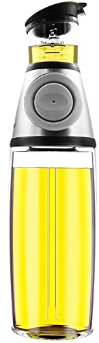 Hioph Flacon distributeur d'huile avec bec verseur anti-goutte, moderne, réutilisable, en acier inoxydable, 6,6 cm de large x 22 cm de haut, pour la cuisine Argenté 250 ml