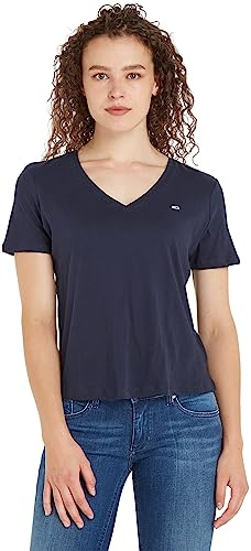 Tommy Hilfiger dam Tjw smal mjuk v-ringad t-shirt S/S stickade toppar