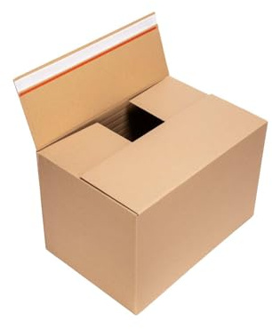 smiley pack 10 Stück Automatikboden Karton 460 x 309 x 300 mm | Fix Aufrichtekarton mit Selbstklebeverschluss und Aufreißfaden – Versandschachtel Verpackungskarton Versandbox