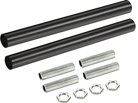 sourcing map 2 Set Verlängerungsstangensatz, Verbindungsmutter M10 150 mm / 3,94 Überwurfmutter mit Gewinderohr, Gewindeverlängerung, Schwarz