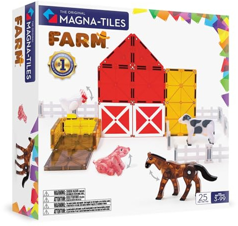 MAGNA-TILES Farm Animals 25-Piece Magnetic Construction Set, The ORIGINAL Magnetic Building Brand