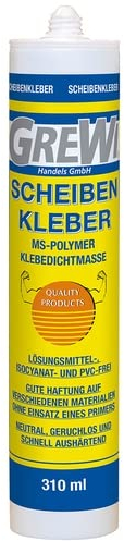 GREWI Scheibenkleber schwarz, 310ml, MS-Polymer, starker Halt für Autoscheiben und mehr
