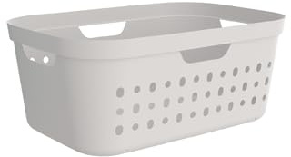 Rotho Jona Wäschekorb 39L Jona, Kunststoff (PP recycelt), weiss, 39l (56.6 x 38.5 x 23.3 cm), Nicht zutreffend