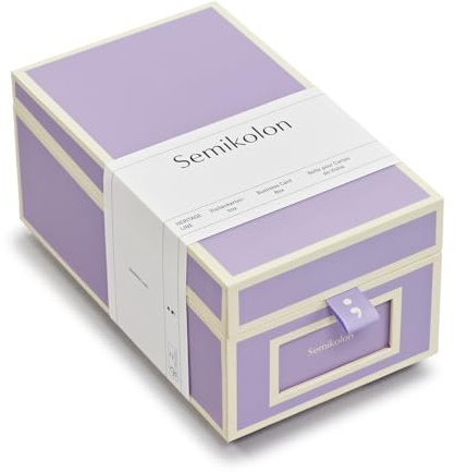 Semikolon 370086 Scatola per biglietti da visita - indice alfabetico - 10,5 x 18 x 8,3 cm - Scatola per biglietti da visita - lilac silk lilla