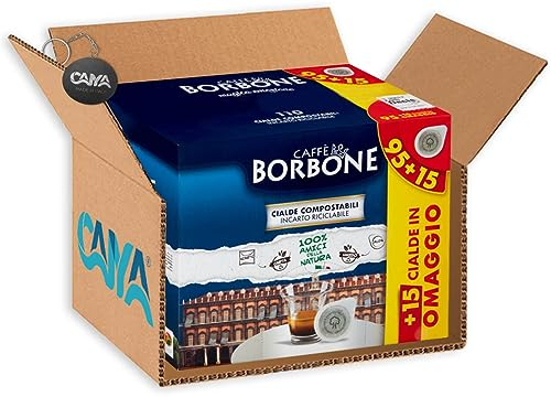 Borbone Caffe Miscela Decisa Cialde Compostabili con Incarto Riciclabile 95 Cialde +15 in Omaggio 792g [CAIYA® BOX]