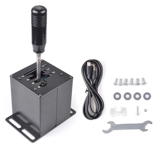 CNRAQR PC USB Simulator Shifter 6+R H Gear Shifter for LO GITECH G29/G27/G25/G920, T300RS/GT, Compatible with Gearshift PC Windows Steering Wheel for ATS ETS Dust WRC Sim Racing Game