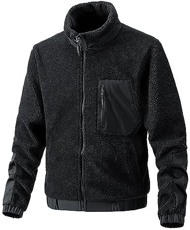 Herren Fleecejacke Dicke Flanell Teddyfleece Jacke Teddy Fell Thermo Felljacke Schafwolle Übergröße Wolljacke Lammfelljacke Zipper Militär Kuscheljacke Teddyjacke