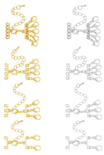 DICOSMETIC 8 Stück Halsketten Verschluss Layering 2/3/4/5 Stränge 2 Farben Halskettenverbinder Schmuck Kette Verschluss Magnetischer Halskettentrenner Für DIY Armbänder Schmuckherstellung