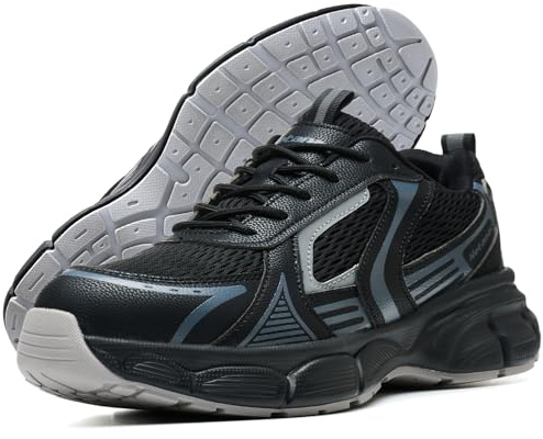 Netanac Steel Toe Shoes for Men Women, Safety Work Sneakers with Durable Composite Sole, Comfort Industrial Construction Footwear,101BK,M9 Grey