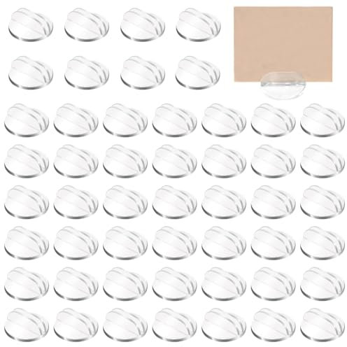 Sctmda Kunststoff Tischkartenhalter 50 Stück Namenskartenständer Acryl Kunststoff Transparent Fotohalter Plastik Spielkarten Ständer Klarer Spielkartenhalter Transparent Tischkartenhalter für Bilder