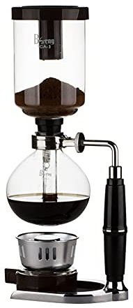 OQHAIR Cafetera de sifón, cafetera de sifón de Mesa, Tetera con Mango de Silicona, Quemador de Alcohol para el hogar y la Oficina, 3 Personas