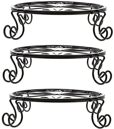RAABYU Pflanzenständer, 3-teilig, Blumentopf-Basis aus Schmiedeeisen, Blumentopf-Regal, Retro-Blumentopf-Gestell aus Eisen, Blumentopf-Ständer, Topfpflanzen-Gestell, Pflanzenständer aus Eisen