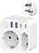 Conector de viaje de Francia a Reino Unido con 4 tomas USB (2 USB-C), adaptador de viaje de doble salida, conector Schuko a tipo G para Irlanda, Malta, Blanco