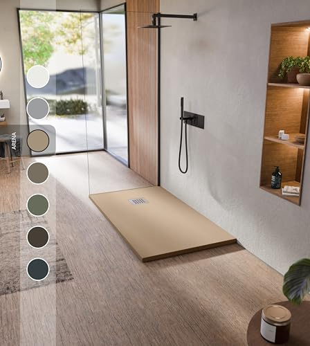 BELLOBATH Receveur de Douche en Résine Antidérapant Sable 90x120 cm
