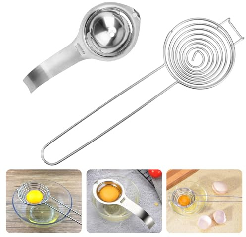 Ei-separator Eigelb Eiweiß Abscheider Egg Divider Edelstahl Eiertrenner Eitrenner Eigelbtrenner Eidottertrenner, Set mit Eierstecher, Eigelbtrenner Küchenzubehör für Backen und Kochen im Haushalt