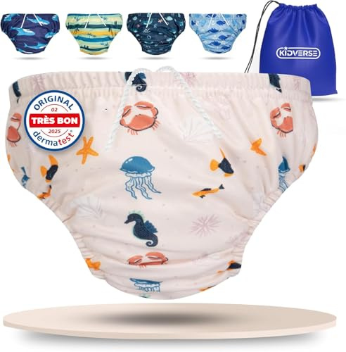 KIDVERSE Schwimmwindel Baby Badehose ab 1 bis 2 Jahre - Hautfreundliche Schwimmwindeln wiederverwendbar & saugstark - Badewindel Baby Schwimmhose inklusive Tragetasche