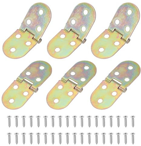 sourcing map Klapptisch-Klappscharnier, 8,1 x 3 cm, 270 Grad, Butler-Tablett-Scharniere, robuste Klappe, runde Kanten, Scharnier mit M4-Schraube für Nähmaschine, Schrank, Tür, bunt, 6 Stück