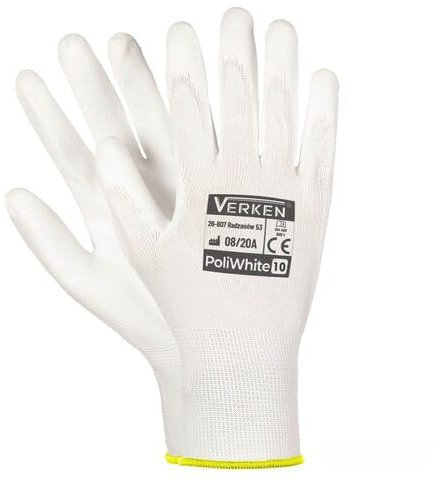 VEPATIM 12 Paar Montagehandschuhe Arbeitshandschuhe Polyester Polyurethan XL-10 weiss