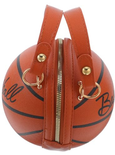 WOFASHPURET 1 borsa a tracolla a forma di pallacanestro, alla moda, per ragazze, a tracolla, design rotondo, per il tempo libero e la vita quotidiana, marrone, 17X16CM
