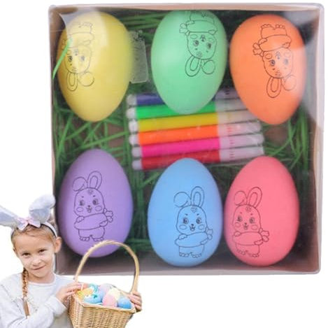 Generisch eier-Doodle-Set, eier bemalen | -Kunstaktivitäten-Malset für Kinder | 6X bemalbare Eier, körbchenfüller für Mädchen und