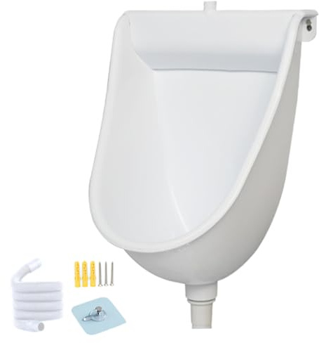 Urinoirs sans Eau pour Hommes, urinoirs Anti-éclaboussures 12, 6 x 9, 5 x 18, 5 Pouces avec Tuyau de 59 Pouces, urinoir Mural en Plastique, urinoir extérieur Anti-Obstruction pour abri de Jardin