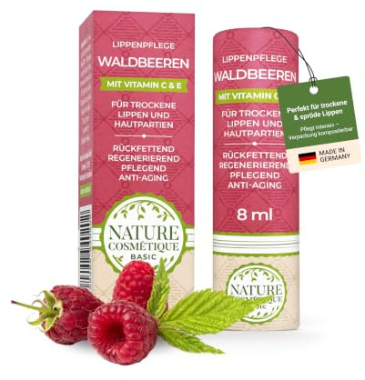 Nature Cosmétique® Basic Lippenpflege WALDBEEREN (Fruchtig,Blumig) – Lippenbalsam BIO mit Bienenwachs, Lanolin, Vitaminen – Pflege für empfindliche, trockene, rissige Haut, Plastikfrei, Push Up Hülse