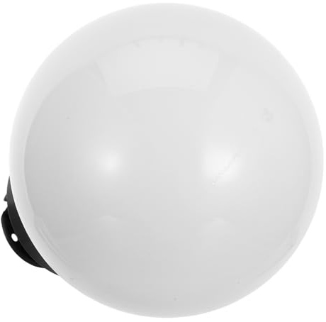 POPETPOP Lámpara de Poste Exterior de Acrílico Redonda con Base Pantalla de Luz Suave para Jardines y Patios Diseño Elegante para Iluminar Puertas y Accesos