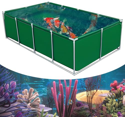 Dtyubfg Faltbarer Fischteich aus Segeltuch, Fischteich aus PVC-Segeltuch mit Stahlrahmen, Für Die Wasserspeicherung, Fischzucht, Garnelenzucht, Hydroponische Pflanzen
