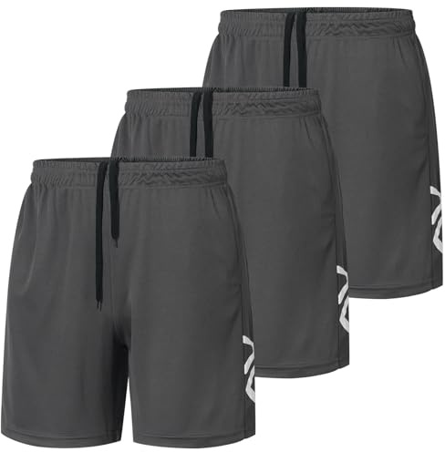 Covisoty 3-pack Sportshorts för Män Gymshorts med Fickor Elastisk Midja, Snabbtorkande Träningsshorts Running Workout Gym Activewear