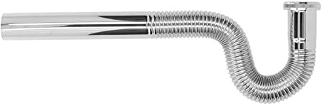 DUIMIMI Tuyau de vidange d'évier flexible en laiton avec entrée filetée G1-1/4in, prévention des odeurs, design ondulé, installation facile pour évier de salle de bain, pliable
