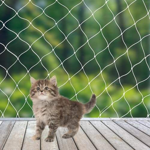elthmpr Rete per gatti per balcone – 10 x 3 m rete per gatti rinforzata con nylon ad alta resistenza senza foratura, rete per gatti con corda di fissaggio e accessori, per balconi e finestre