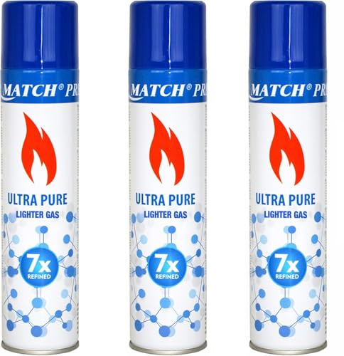 3 x 300ml Gas per accendini con 5 adattatori | Gas puro e pulito, raffinato x7 vicino al 100%. Gas premium per estrazioni e torce. Particolarmente indicato per estrazioni BHO. | Gas di ricarica