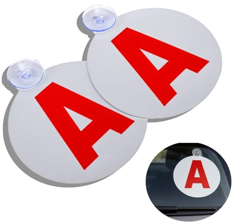 A Jeune Conducteur 2PCS Autocollant A pour Voiture À Ventouse - Ø 15 cm | Ø 15 cm avec Ventouse, Rétroréfléchissant, Sécurité Nocturne, pour Permis Probatoire