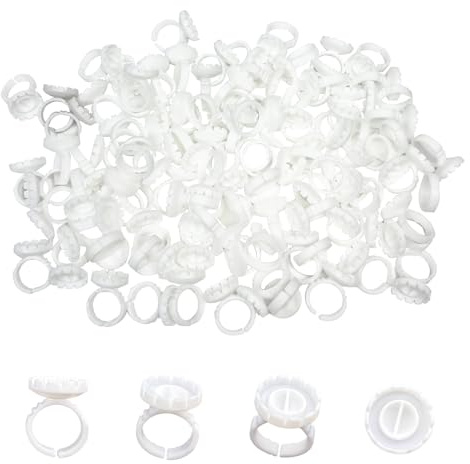 SHUNYINLAI Plastic Lash Glue Holder 100 PCS, Lash Trays for Tattoo Application,Eyelash Extensions,Nails Extensio,Eyelash Makeup （White）