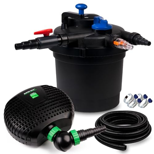 Wagner Green Teichfilter-Set GPF 5000 | Druckfilter Komplettset mit Pumpe 22 Watt, UVC Teichklärer Lampe und Teichschlauch