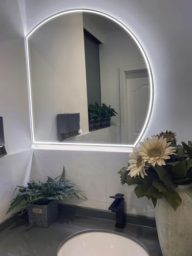 Generico Specchio Da Toeletta Antiappannamento A Parete Con Luci - Specchi Da Bagno Illuminati A LED A Mezzaluna - Specchio Da Tavolo Infrangibile Senza Cornice(Left,80cm/31.5in)