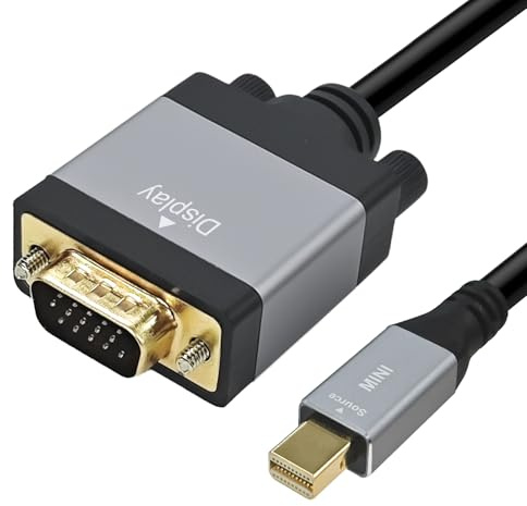 Cyberguys Mini DisplayPort to VGA Cable 6ft, Display Port to VGA Cable w/Secure Latch, Gold-Plated Connectors, Thunderbolt 2 Adapter Cord for MacBook Surface Pro Laptop to Monitor Projector 1080P 60Hz