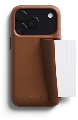 Bellroy Phone Case – 3 Card for iPhone 17 Pro (leather iPhone case, phone wallet) - Rust